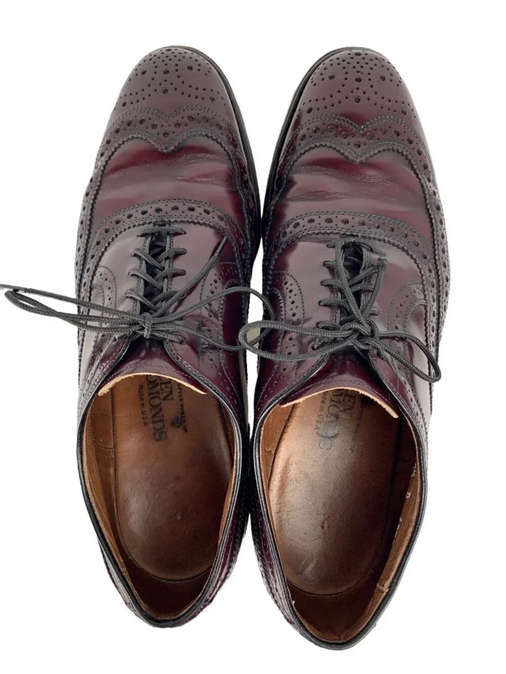 Allen Edmonds Burgundy Leather Wingtip Oxford Dress Shoes 8.5D USA